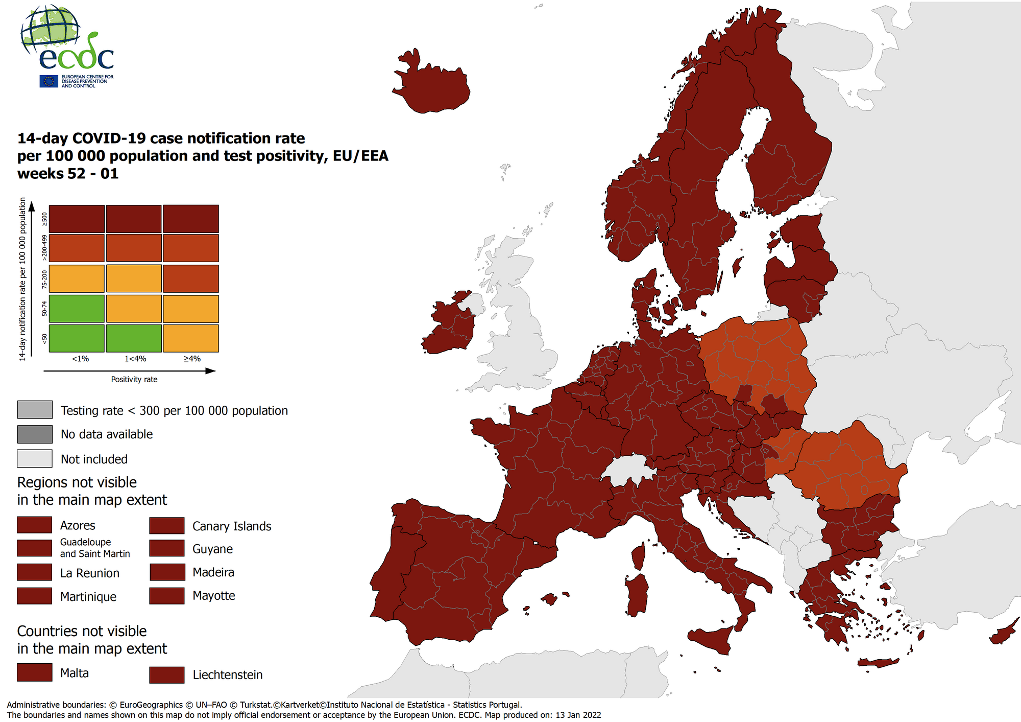 整个欧盟几乎是深红色最高风险级别，最严重的地区在…
