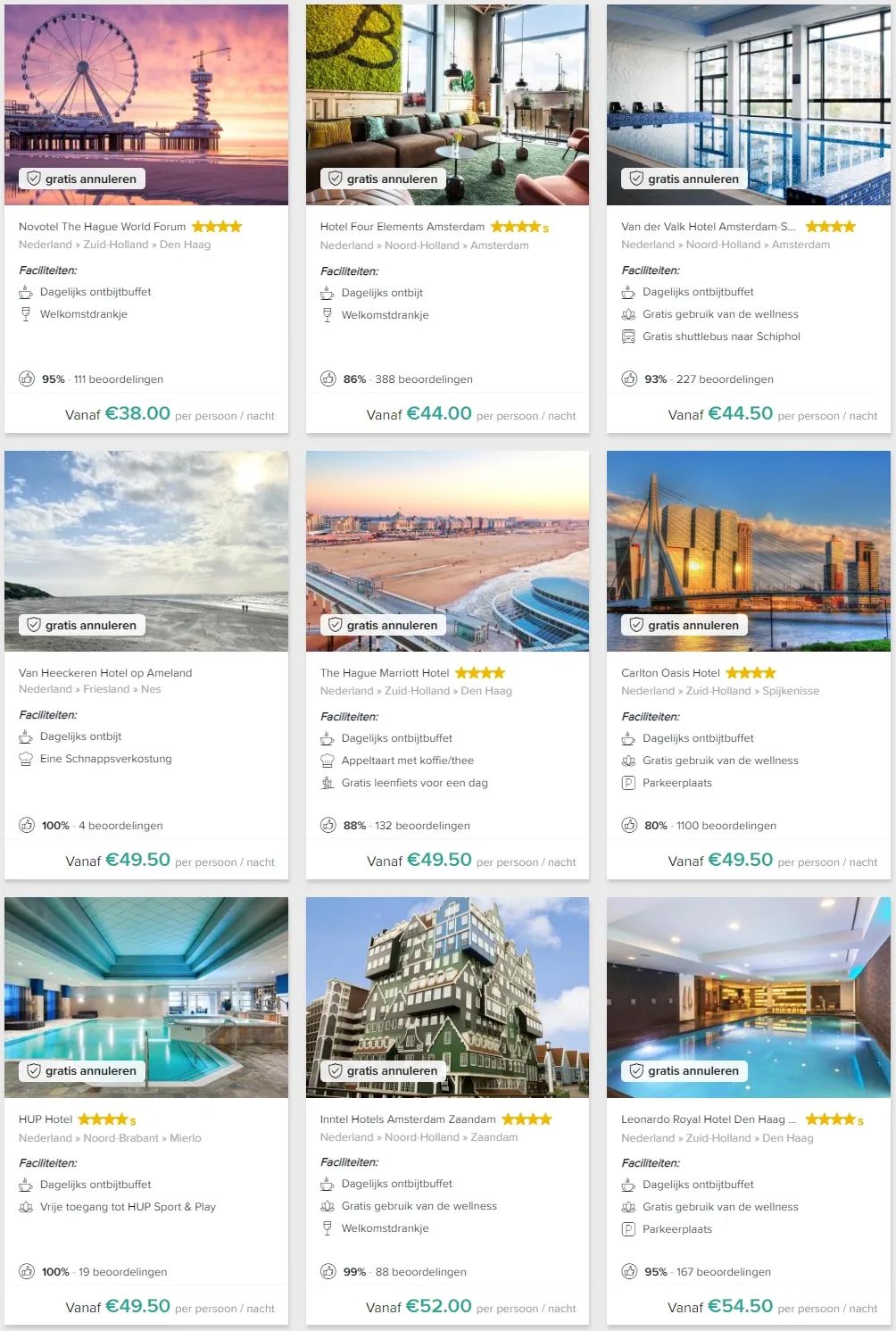 荷兰境内度假有什么特价四星酒店？目前17家正在促销，每人30多欧起~