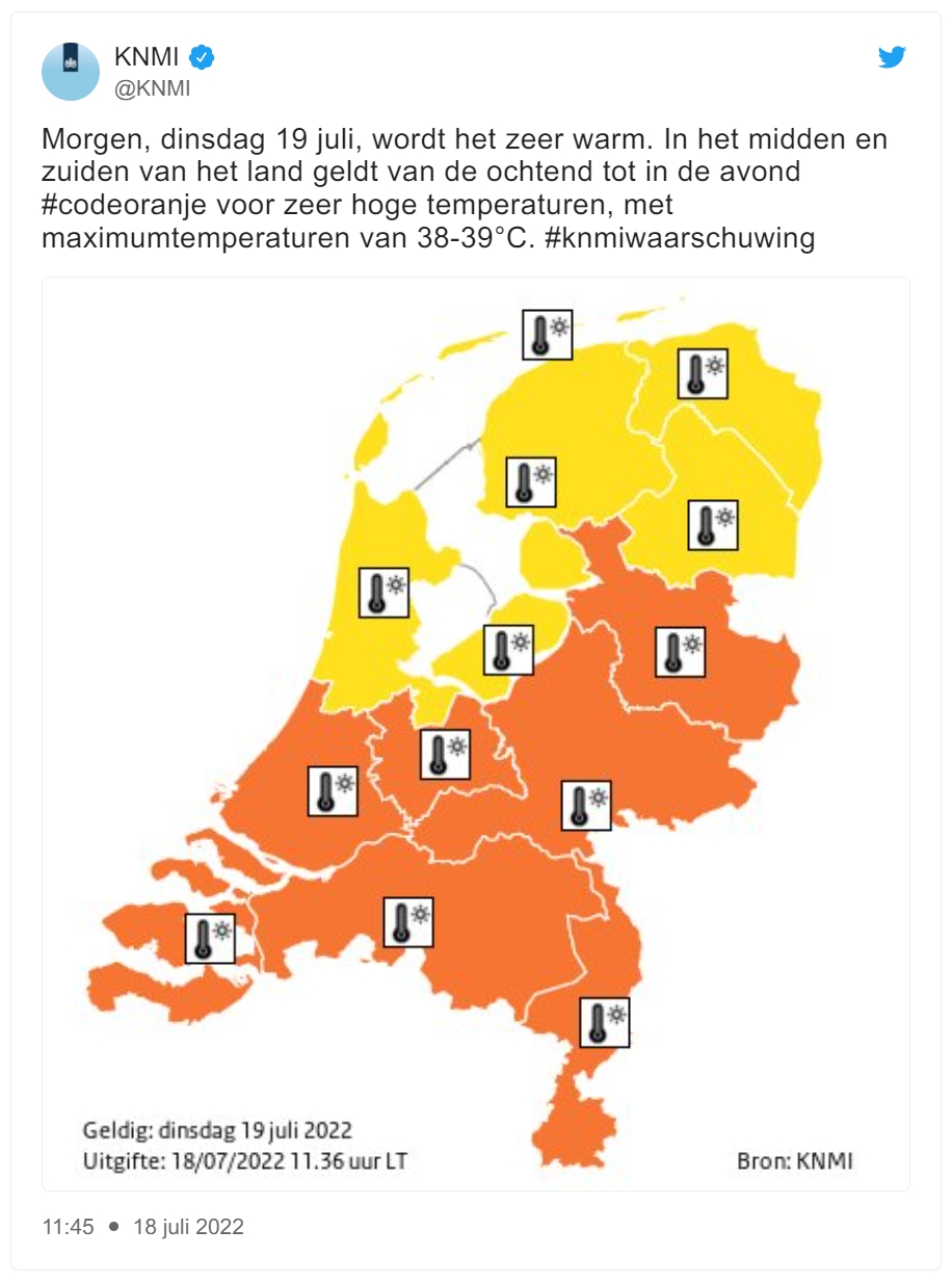 热热热！荷兰今日启动国家高温预警，气温将飙至39度，马上大反转要来了…
