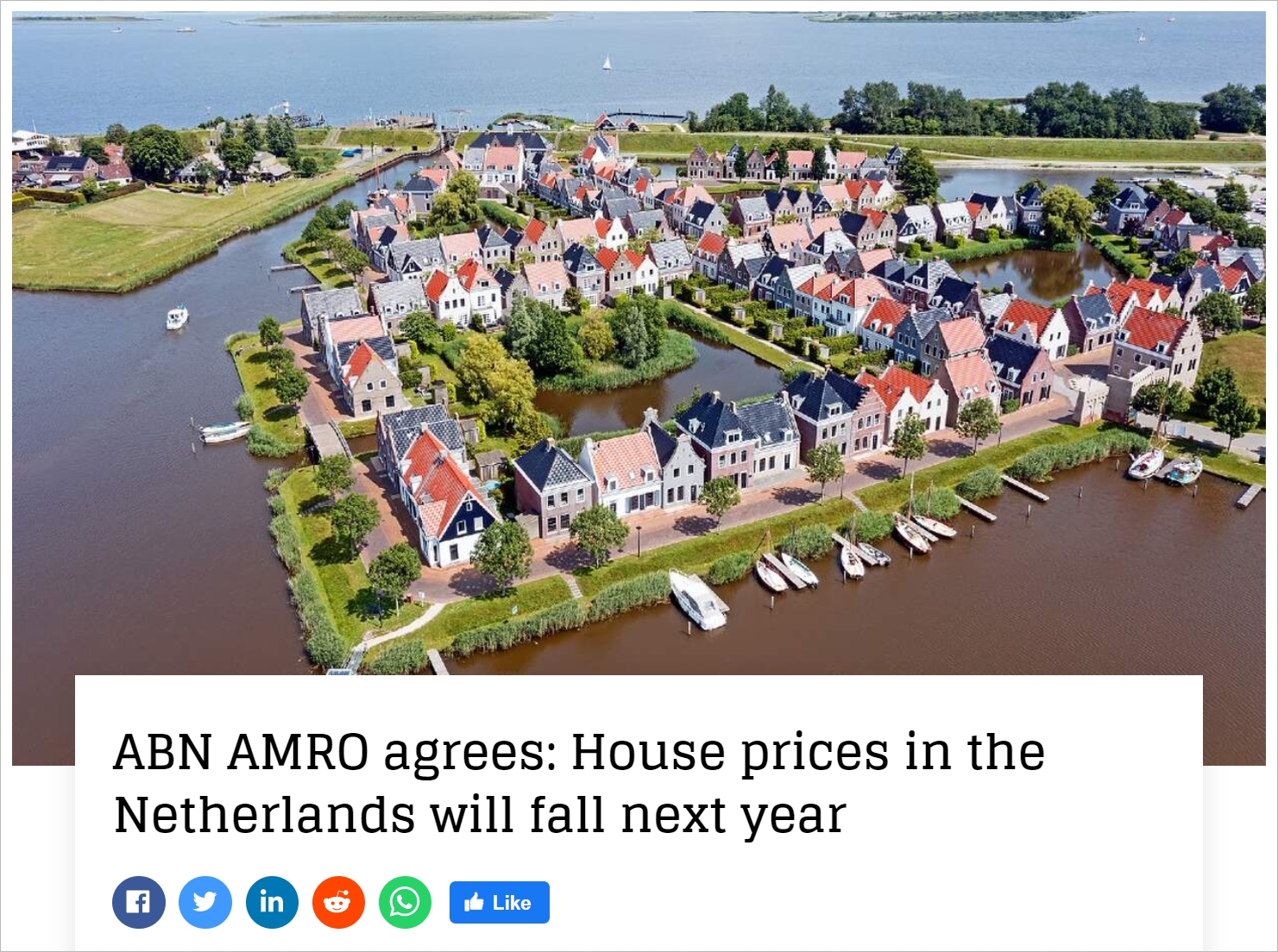 又一家银行预测明年荷兰房价要跌，打算买房的可以再等等