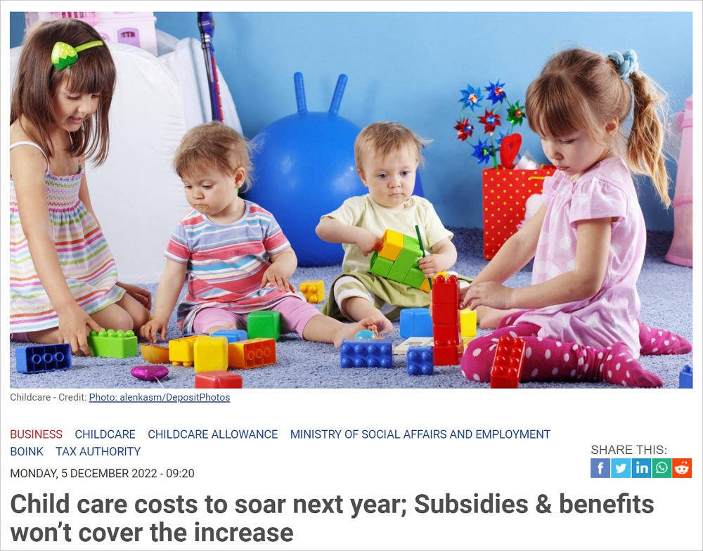 政府计算"失误"？明年荷兰儿童保育费用大增，暂无补偿方案
