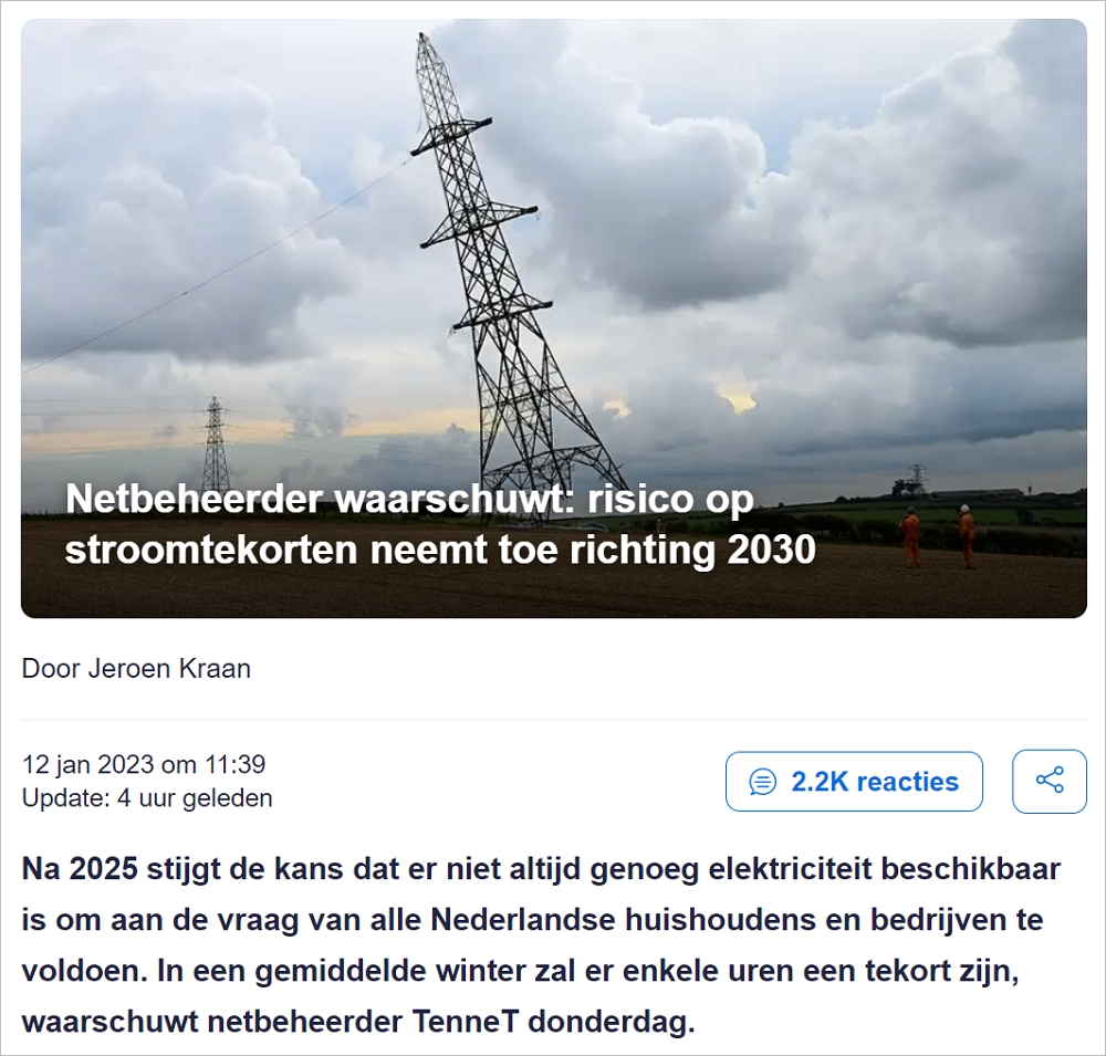 电不够用？每年要停电50多小时！荷兰电网运营商发出警告，燃煤发电要关停？