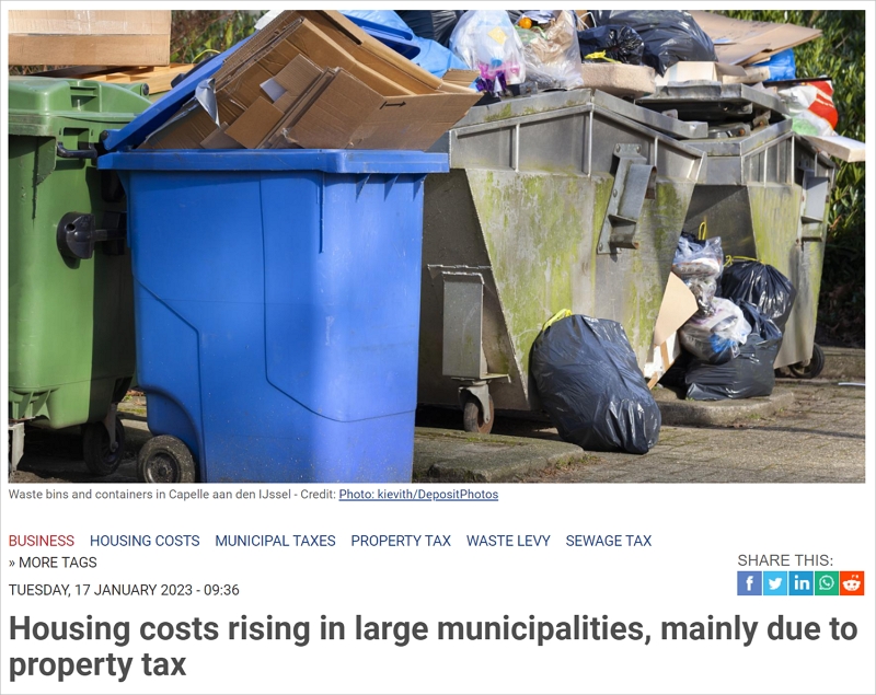 荷兰大城市居民住房成本将明显增加，房产税、排污费和垃圾费都要涨