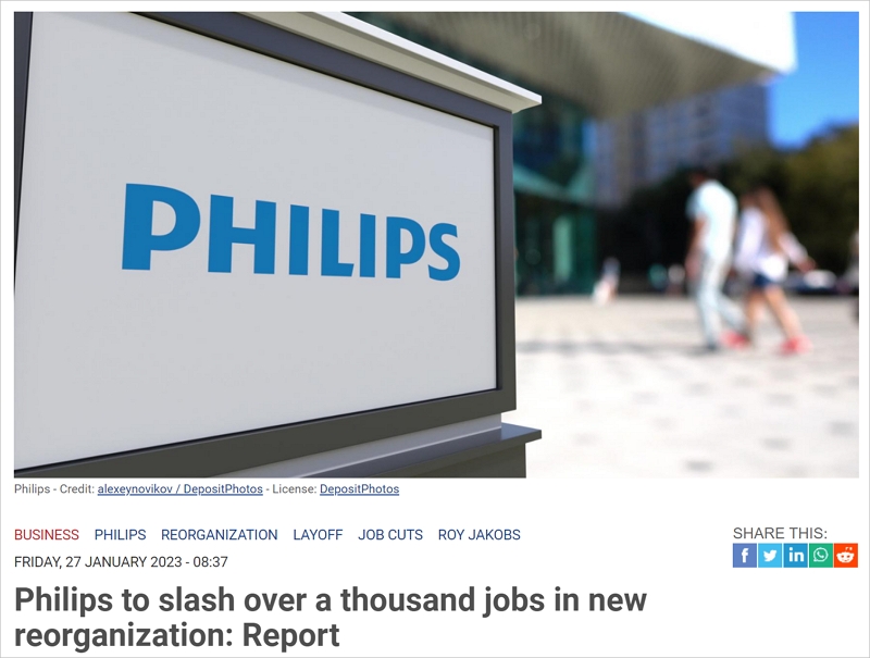 Philips扛不住了？明天宣布新一轮重组，荷兰将裁减超过1000人