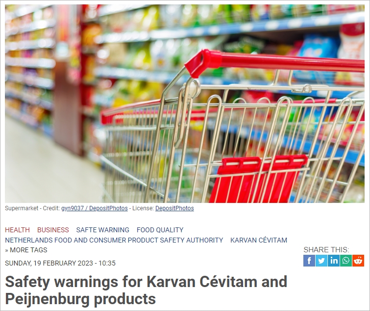 荷兰食品安全局发出警告！不要购买食用超市销售的这两种商品