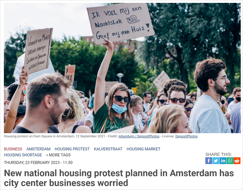 上万人示威游行，街道水泄不通…荷兰或迎来住房抗议大游行