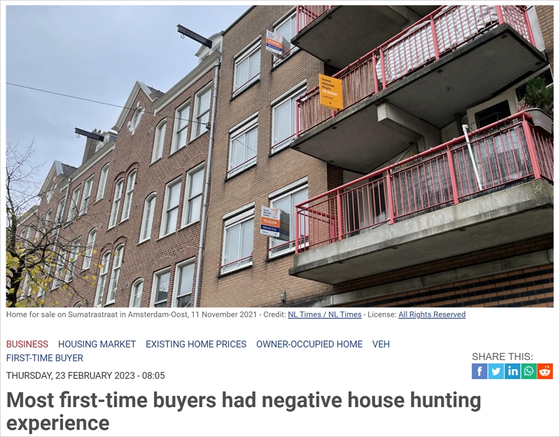 荷兰大部分首次购房者表示消极或沮丧，30%购房者被迫放弃买房
