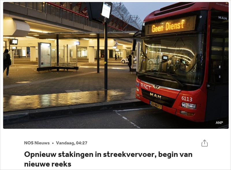 总计15天！荷兰公共交通大罢工今日开始，这四个交通公司不受影响