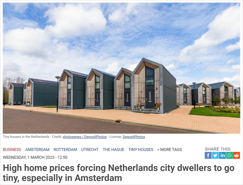微型住宅在荷兰越来越吃香，大城市均价36.7万欧，还配套便利设施