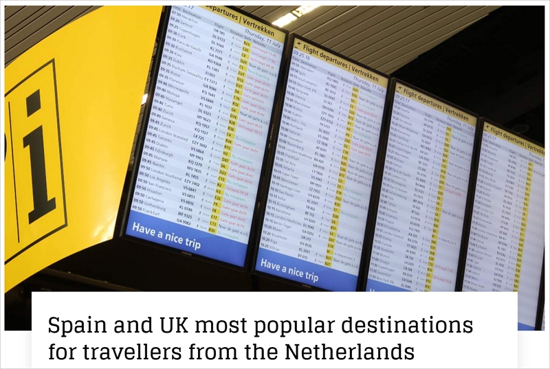 荷兰人喜欢去哪里度假？权威数据公布，最受欢迎的10大旅游目的地是…
