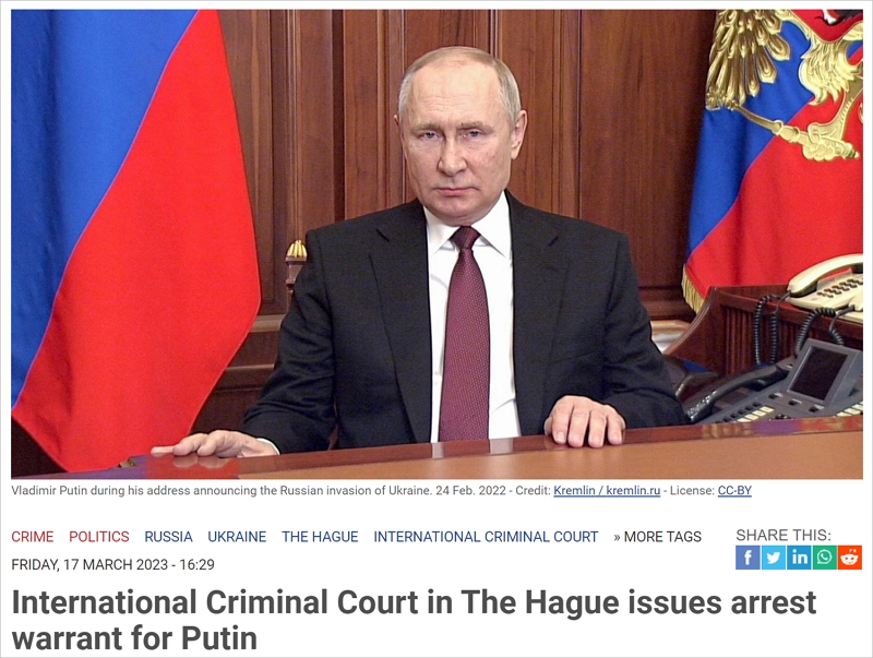 海牙国际刑事法院对普京发出逮捕令，俄罗斯方面表示：这就是废纸一张