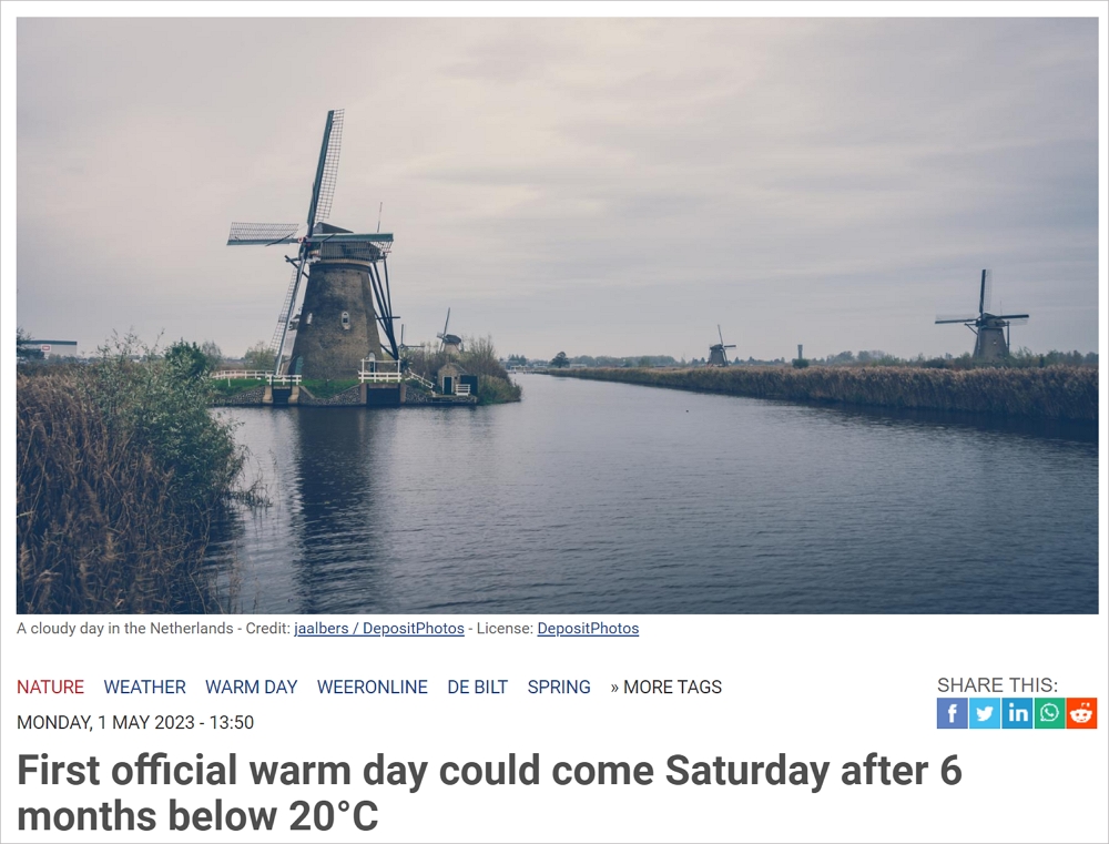 再冷两天就不会再冷了？预计荷兰官方第一个"Warm Day"即将来到