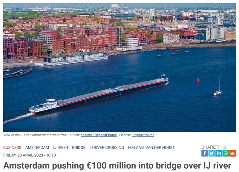 确认了！阿姆市政将投入1亿欧元再次建造一座大桥，横跨南北两个地区