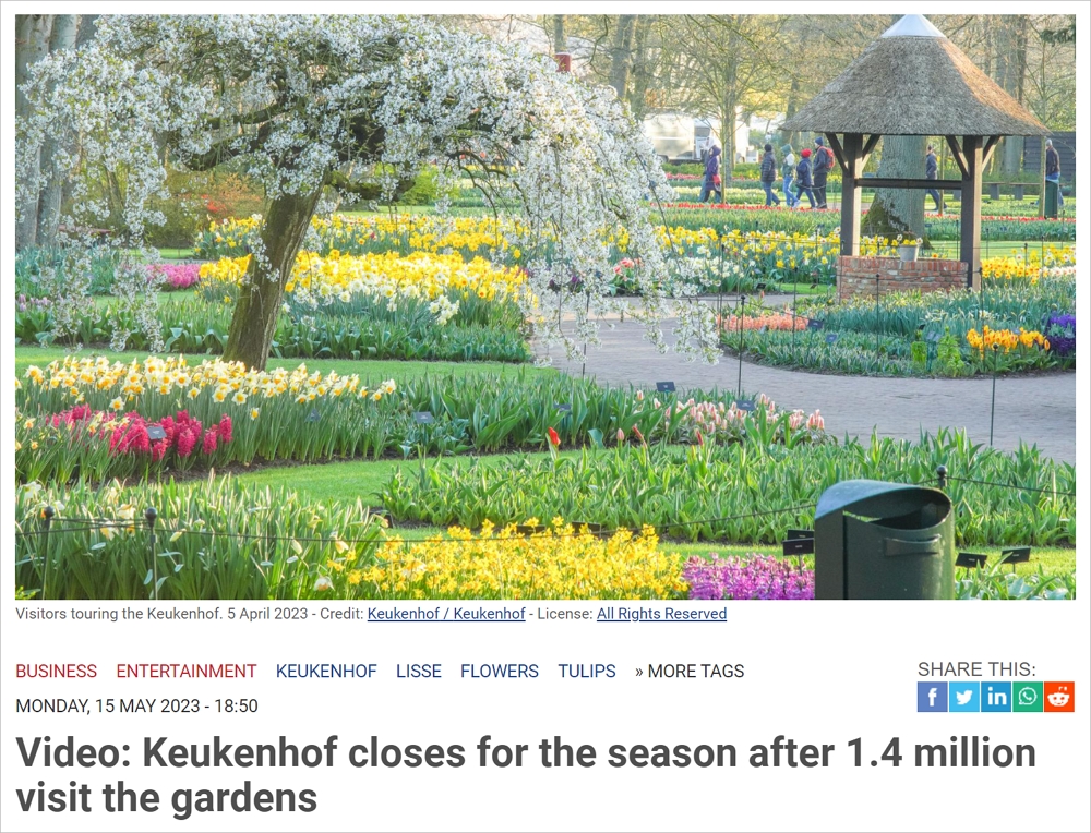 库肯霍夫花园公布最新“成绩单”，今年有多少游客？来自哪些国家？