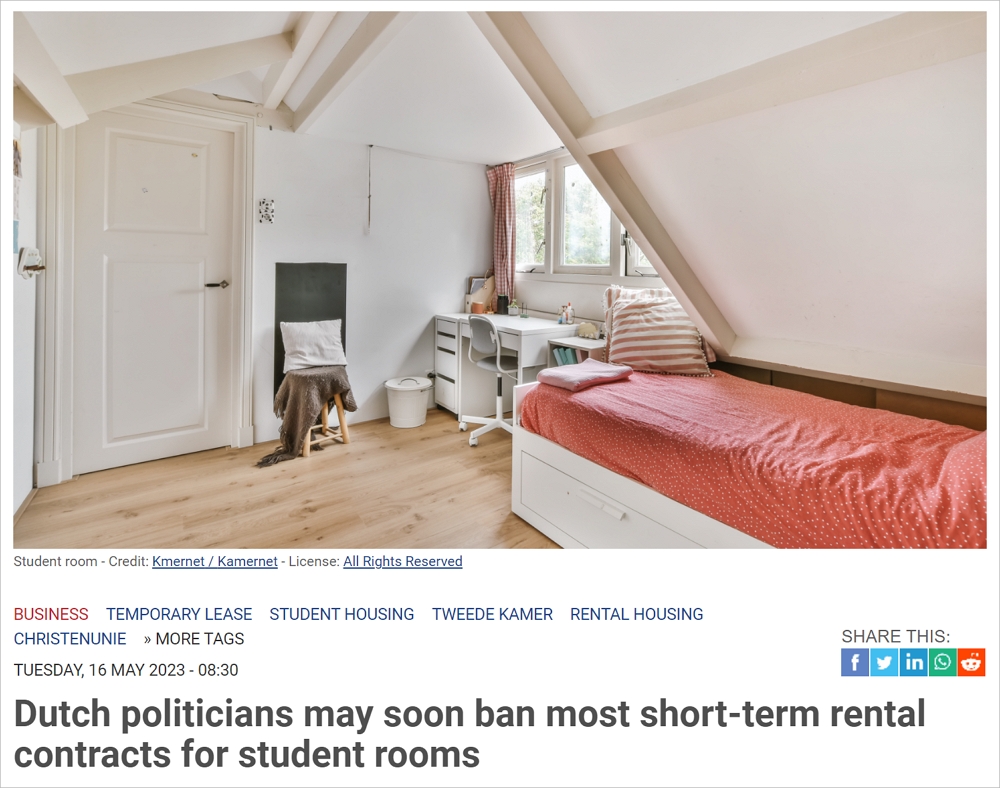 确定？荷兰租房政策要变，1-2年的这类短租将不被允许，议员多数同意
