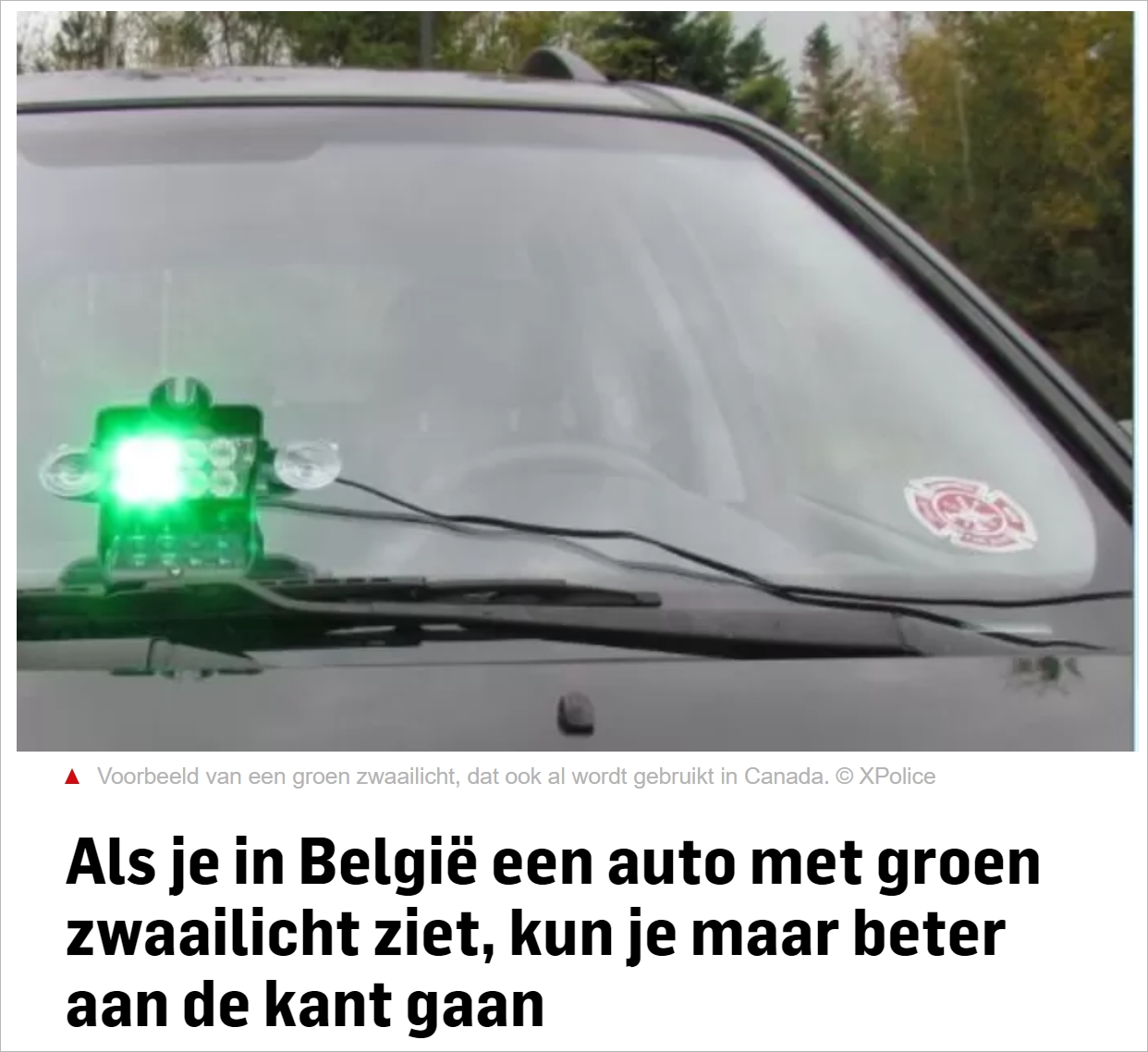 如果你在比利时看到一辆有绿色警示灯的汽车，记得要这样做