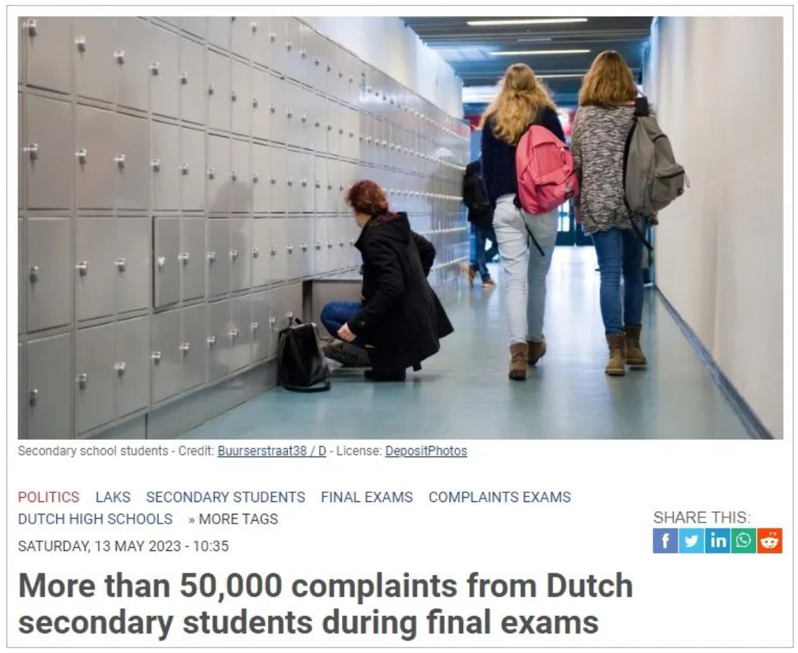 考题太难，还超纲了？荷兰中学毕业考试收到5万多份学生投诉…