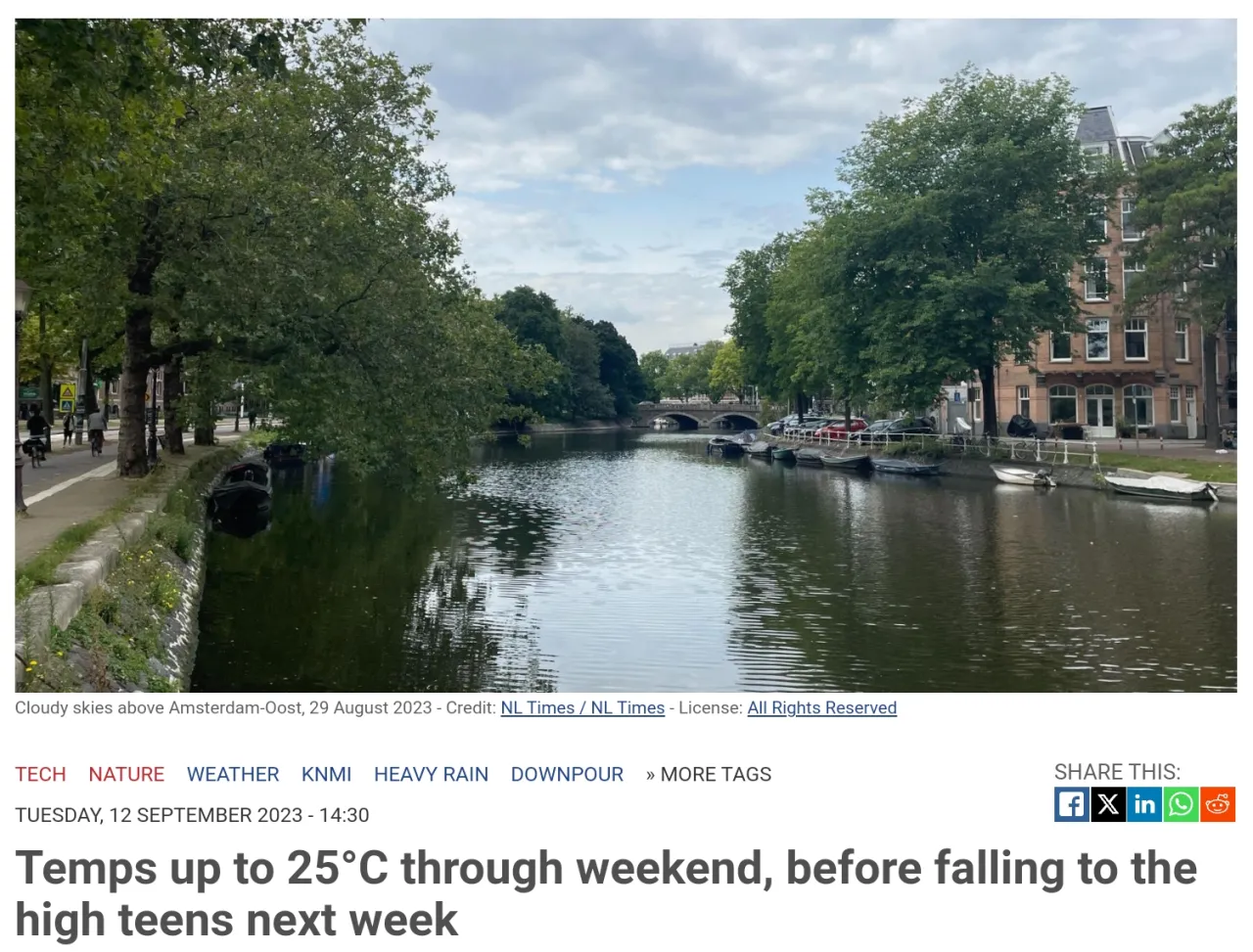 周末重返夏季？下周大降温加大风！荷兰正在经历50年一遇的九月…