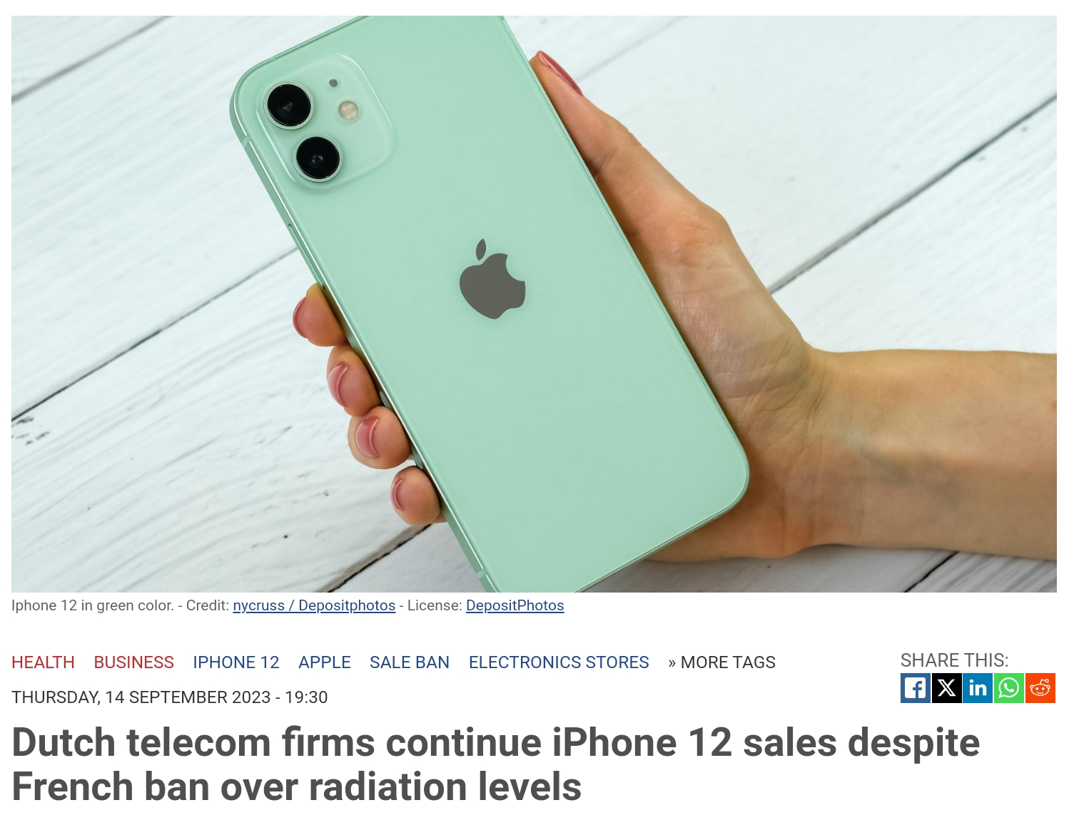 旧款iPhone陷入“辐射门“事件，法国已停售，欧洲多国发起调查，荷兰呢？