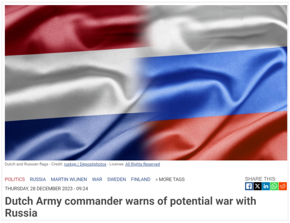 俄荷关系恶化？大部分荷兰人视俄罗斯为敌人，部分担心会要打仗