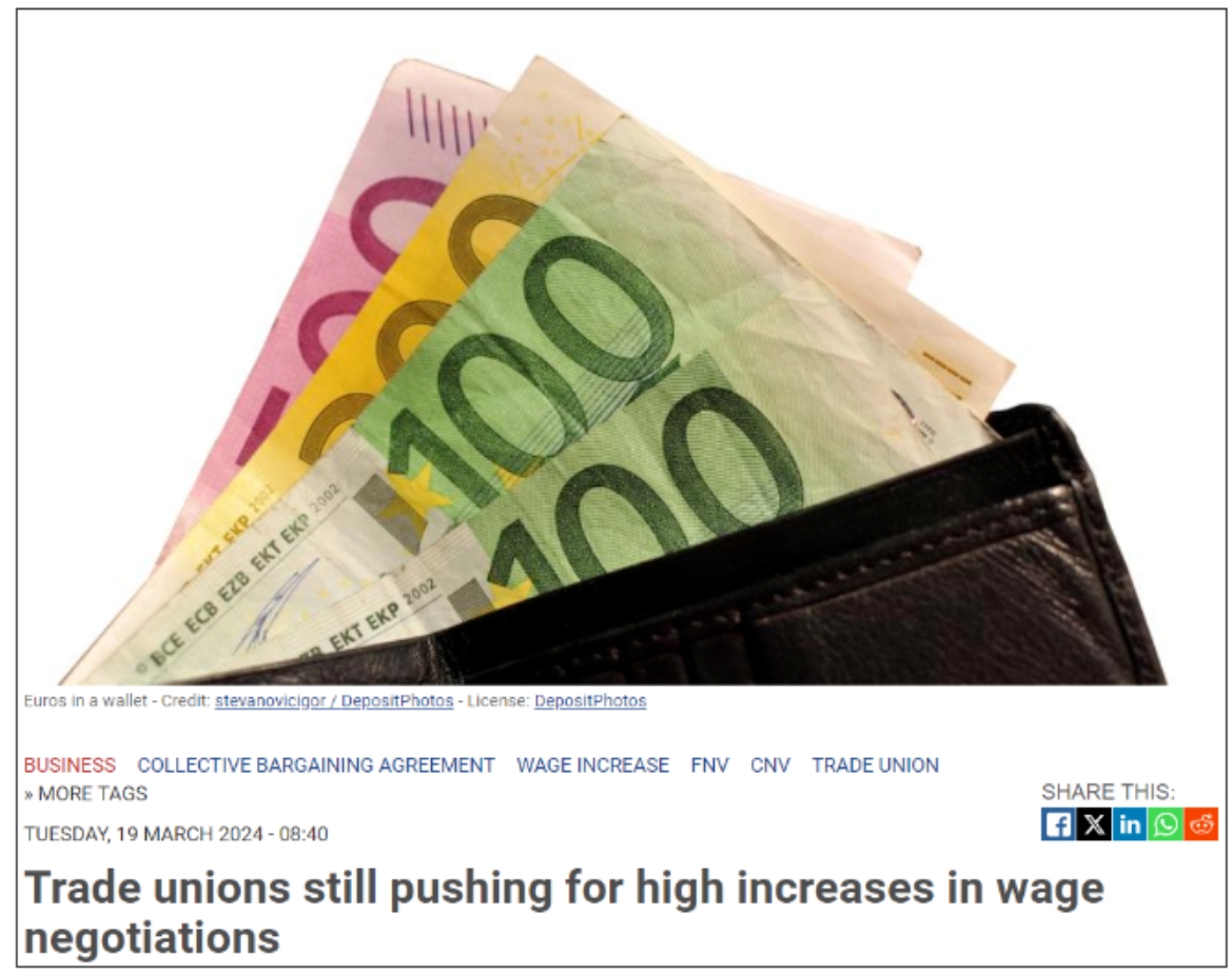 荷兰又要涨薪！工会正在推进，央行行长再发警告，老板们也很头痛…