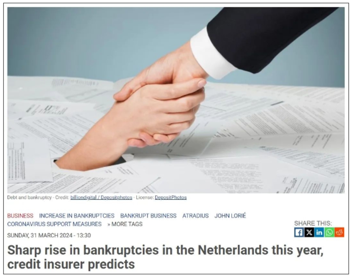保险公司警告！今年荷兰公司破产数量仍将大幅上升