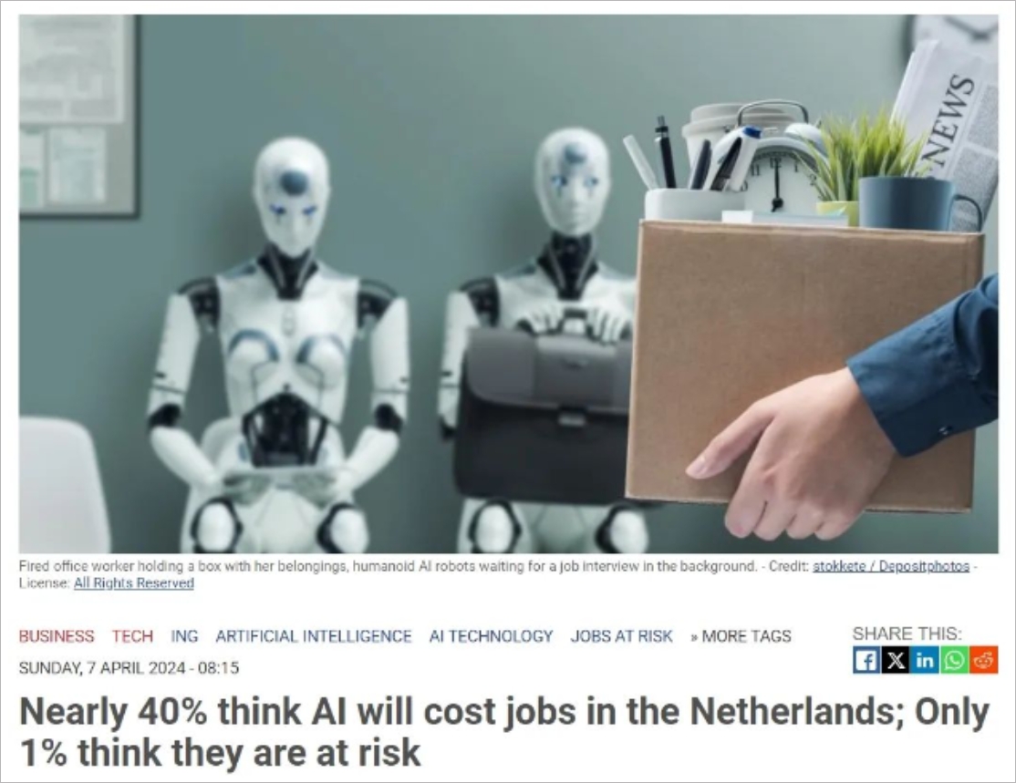 荷兰居民对人工智能既担心又乐观，有人认为将创造很多新岗位