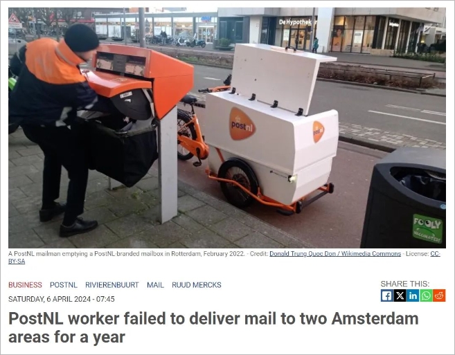 收藏癖？荷兰PostNL的邮递员在家中积压了近一年的邮件