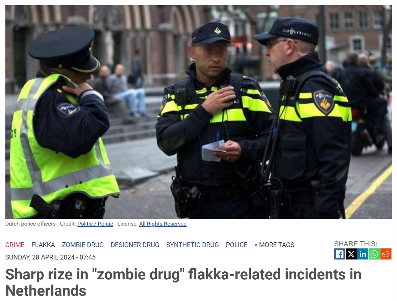 抽搐和攻击他人…"僵尸毒品"在荷兰开始泛滥，过半发生在这个地区