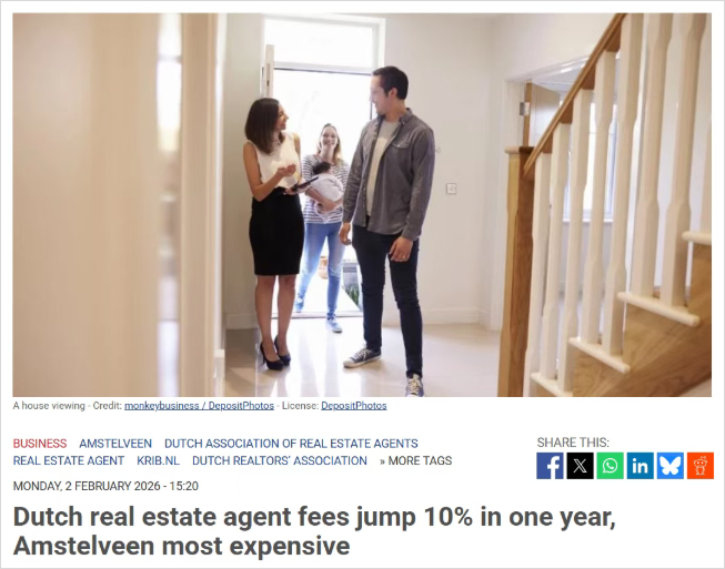 原来在荷兰买卖房子的中介费那么高！而且还在逐年上涨…