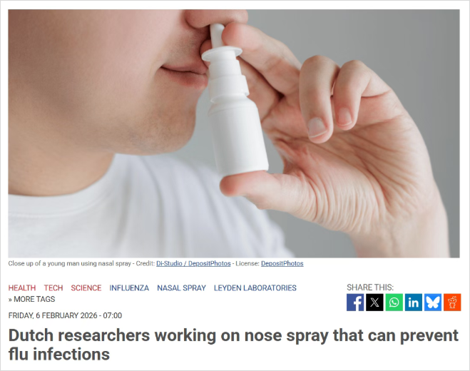 不用打针了？荷兰研发抗体鼻喷剂，或能全面压制流感