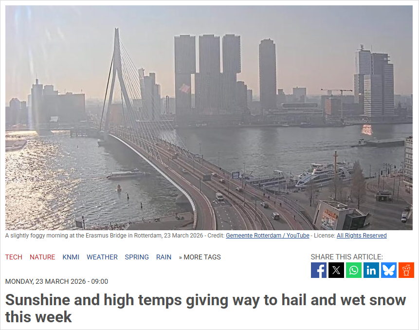 荷兰天气翻脸了！冰雹和雨雪已在路上，又要冷回去？
