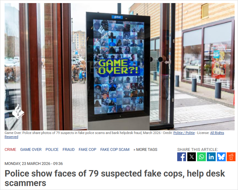 不打码了！荷兰警方直接公开79名诈骗嫌疑人清晰面部照片…