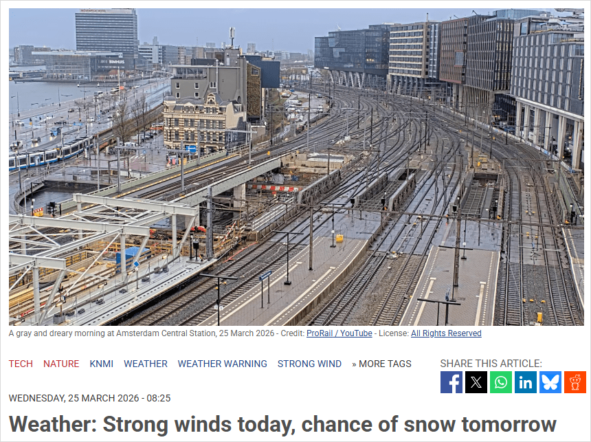 大变天！荷兰天气“急刹车”，跌至零上2度，还有雷暴加降雪