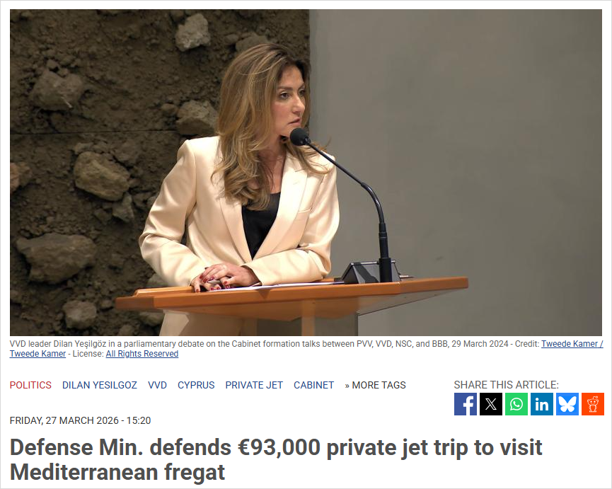 被"骂"了！荷兰国防部长花9万欧坐私人飞机“看军舰”