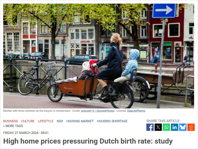 荷兰越来越多年轻人不生孩子？真相很残酷，就是买不到房
