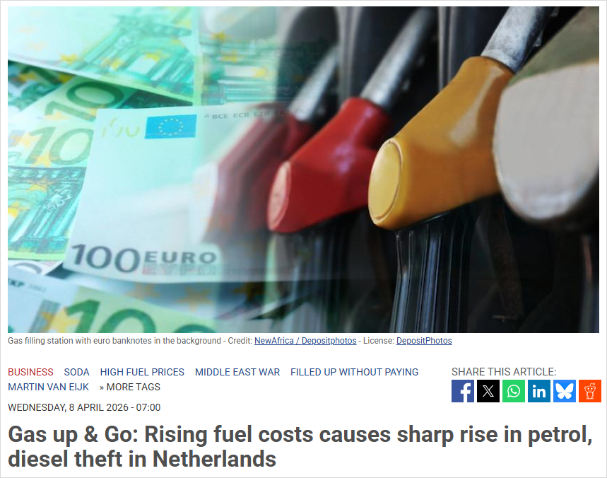 离谱！荷兰越来越多人加油不付钱就跑，大部分都是故意的