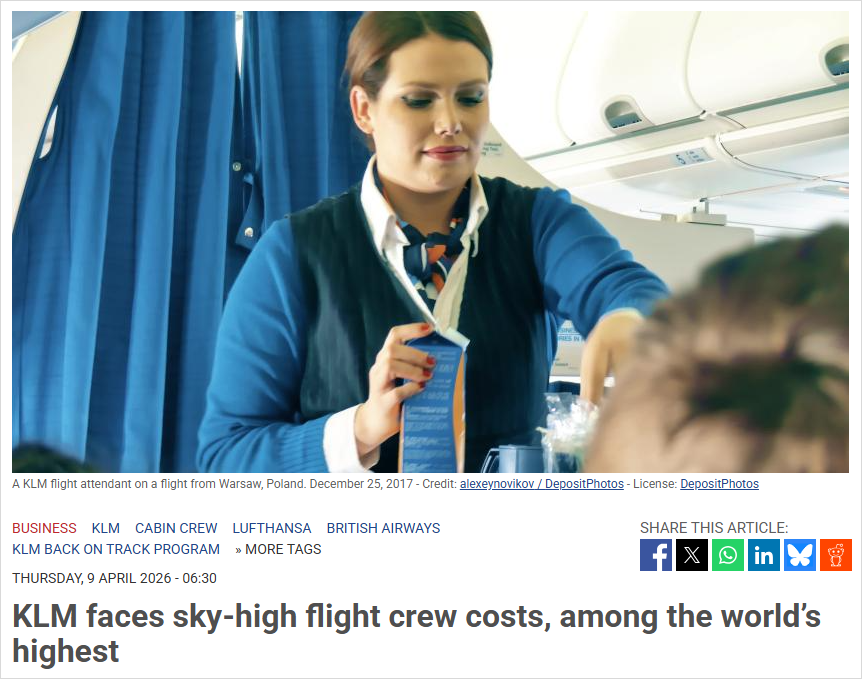 待遇真好！荷航有欧洲最“贵”机组？飞一趟比同行贵一大截