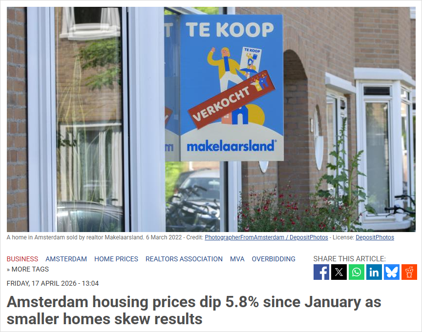 阿姆房价"大幅"下跌！荷兰买房窗口期来了？没那么简单，真相是…