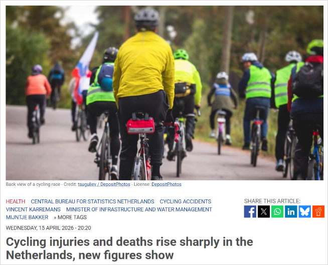 政府出手了！荷兰呼吁骑自行车“戴头盔”，最新的数据很吓人