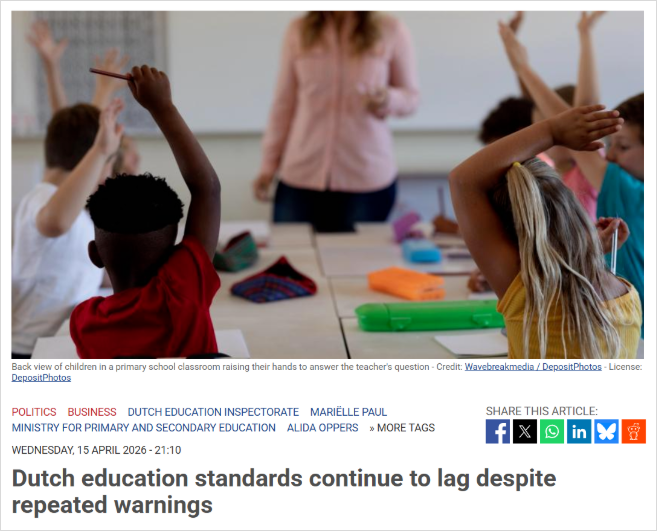 荷兰教育“掉线”了？学生读写算全面退步，官方都无奈了