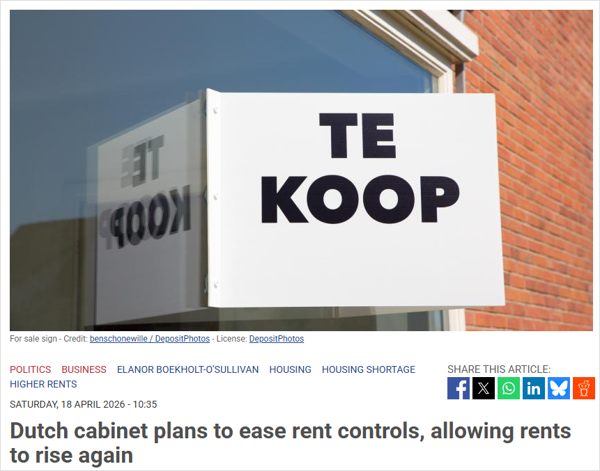 荷兰租房更贵了？政府或松绑控租，房东终于能加价了