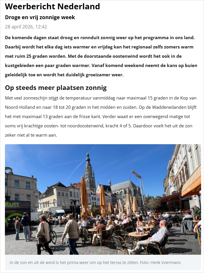 荷兰人集体换短袖！本周高温进入"夏日模式"，但反转也快来了