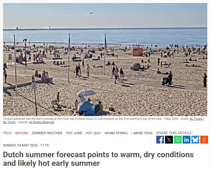 专家预测：荷兰今年可能迎来一个“特别难熬”的夏天