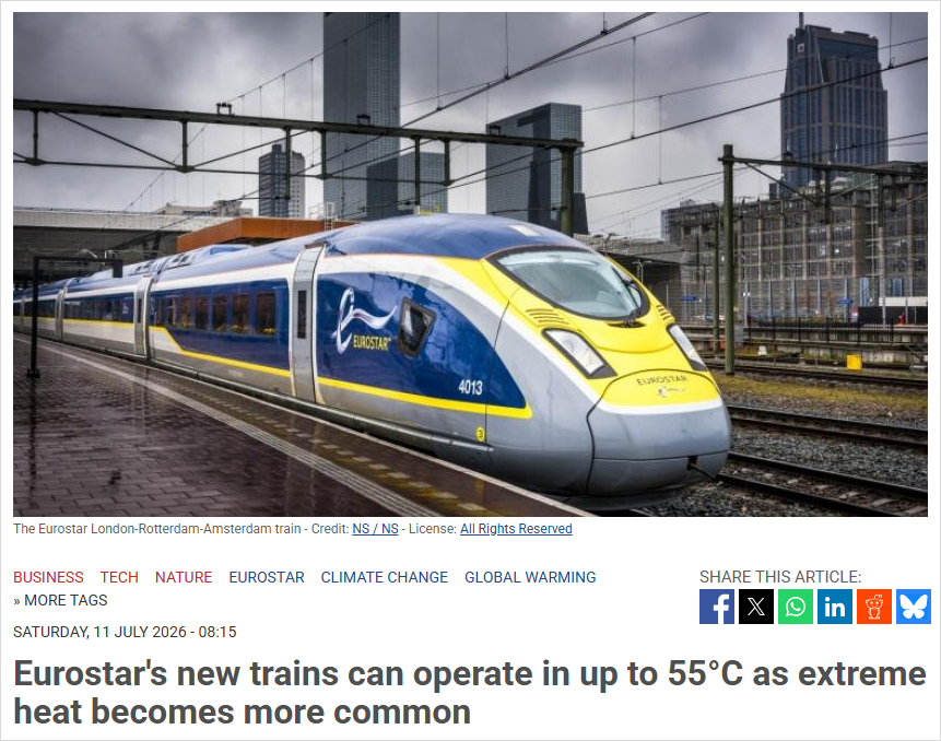 升级到55℃！欧洲高铁已经能扛超级热浪，有必要吗？