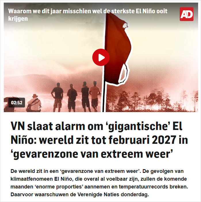 联合国突然拉响警报！“超强”厄尔尼诺正在增强，荷兰会有什么影响？